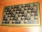 antique solid yellow tin metal brass note pad holder engraving