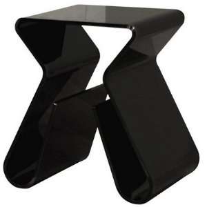  Dolly Acrylic Black End Table with Magazine Rack by 
