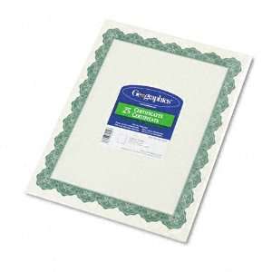   Parchment Paper Certificates, 8 1/2 x 11, Optima Green Border 