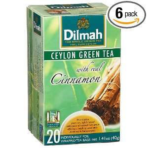 Dilmah Tea, Ceylon Green Tea with Cinnamon, 20 Count Foil Wrapped Tea 