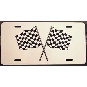  CHECKERED FLAGS LICENSE PLATE Automotive