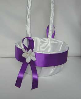Stephanotis Purple Flower Girl Basket Ring Pillow  