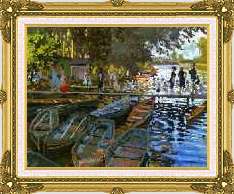 LARGE Monet Bathers at La Grenouille Repro CANVAS ART  