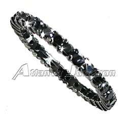 PRONG SET_NARROW_BLACK CZ ETERNITY BAND RING_SZ 6  