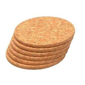  Set Of 6 Round Coasters In Natural Cork