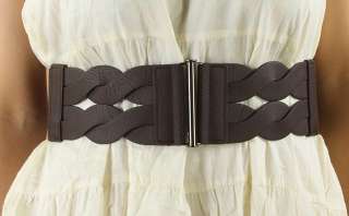 Womens Stylish Vintage Twisted Elastic Stretch High Waisted Belt Bar 