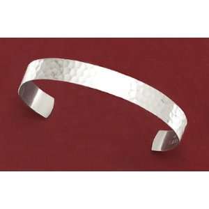   Thin Hammered Sterling Silver Cuff, 9.5mm wide for 7 8 inch wrists