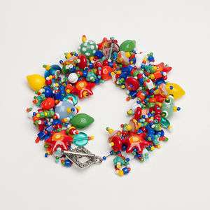 Bracelet Fiesta Colorful Glass Beads   Fringe Jewelry  