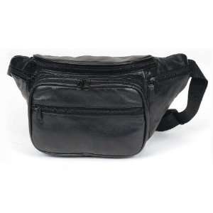  Large Black Leather Fanny Pack