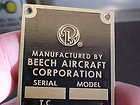 Beechcraft Aircraft Data Plate 4 Vintage Airplane