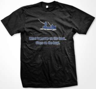 Stays on the Boat Funny Fishing Mens T Shirt Tee  