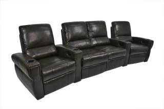 Pallas Home Theater Seating 4 Leather Power Seats Brown Chairs  