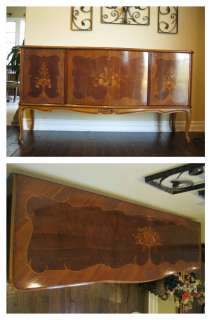 VINTAGE French Provincial Style BUFFET Inlaid Floral Design CREDENZA 