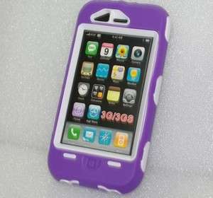 Purple/White Shock Proof Heavy Duty Tough Case For Apple iphone 3G 3GS 