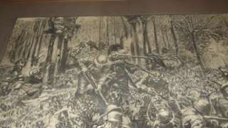   Holland Pencil Graphite Drawing Belleau Woods Great War Scene  