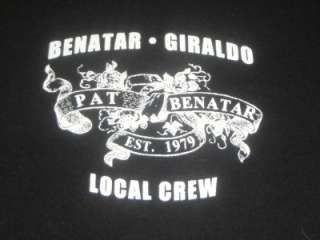 Pat Benatar Local Crew Concert Tour Black T Shirt XL Neil Giraldo New 