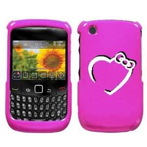 BLACKBERRY CURVE 8520 8530 9300 3G WHITE HEART BOW ON A PINK HARD CASE 