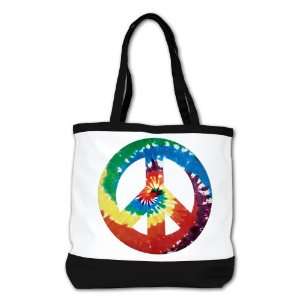  Shoulder Bag Purse (2 Sided) Black Rainbow Tye Dye Peace 