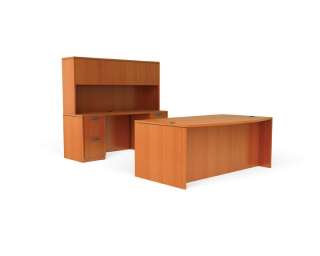 Free Standing Office Desk Set with Credenza and Hutch  