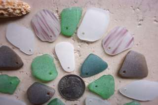 Genuine Sea Glass TOP DRILLED EARTH TONES 24 Pieces  