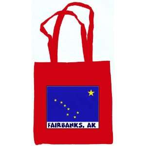 Fairbanks Alaska Souvenir Tote Bag Red