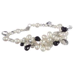  Sterling Silver White Freshwater Cultured Pearl, Crystal 