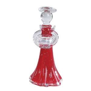  Creative Co op 10 Glass Angel Tealight Holder, Red