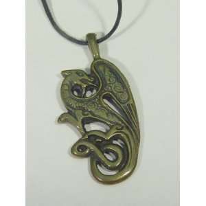   Pewter with Bronze Patina Pendant Celtic Dragon Eire SCA Pagan Wicca