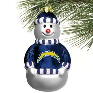    San Diego Chargers Blown Glass Snowman Ornament