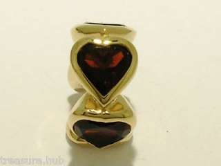 GENUINE 14ct, 14K Solid Gold Natural Garnet Chain of Hearts Bead