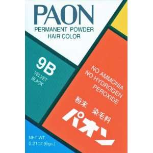  Paon Permanent Powder Hair Color 9B Velvet Black 0.21 Oz. Beauty