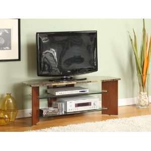  Marble Laminate Top & Cherry Finish Wood TV Stand With 