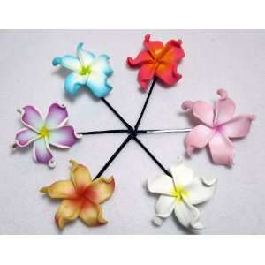   Clay Plumeria Flower Bobby Pins Pairs  Wholesale, Limited. Beauty