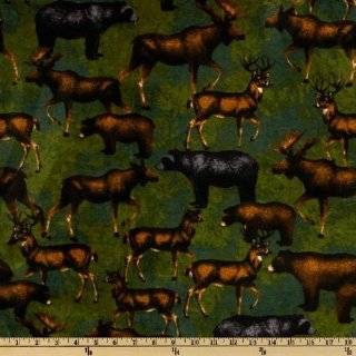 60 Wide Kaufman Minky Cuddle Pine Ridge Wildlife Green Fabric By The 