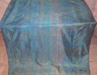 Pure silk Antique Vintage Sari Fabric 4y aqua  