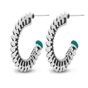  Roderick Tenorio Sterling Silver Turquoise Feather Hoop 