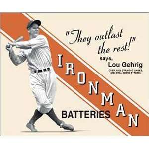  Baseball Lou Gehrig Tin Sign IronmanBatteries Nostalgic 
