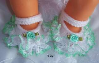 LACE TRIMMED ANKLE STRAP SHOES NEWBORN/16 18 REBORN BABY GIRL 