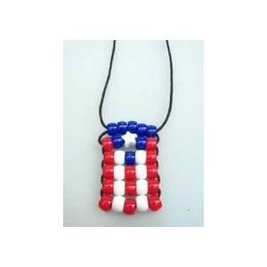  Beaded Puerto Rican Flag Necklace 