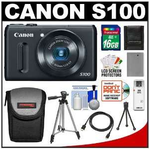  Canon PowerShot S100 Digital Camera (Black) with 16GB Card 