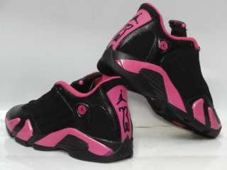 Nike Air Jordan 14 Retro Black Pink Sneakers Girls GS Size 7  