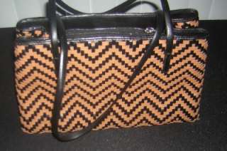 Maxx New York Black & Tan Woven Handbag Purse Medium  