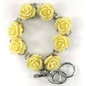  14mm white coral carved rose flower bracelet 7