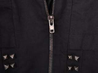 SC184 Black Stud Punk Rock Zip Short Jacket Coat  