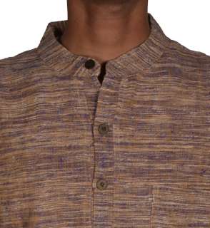 Designer Indian Mens Kurta Hand Woven Cotton Casual Wear Short Kurta 