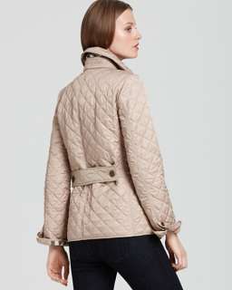 NWT Authentic Burberry Brit Quilted Jacket, beige S w/buttons on back 
