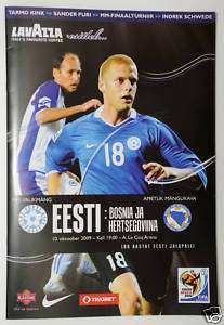 Soccer Bosnia and Herzegovina vs Estonia Program 2009  