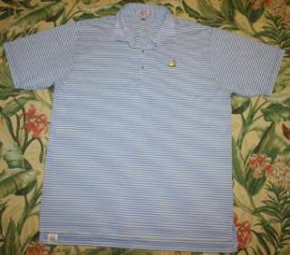 Mens Peter Millar MASTERS Blue Striped Golf Polo Shirt XL  