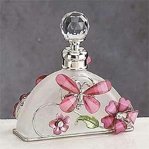 Elegant Butterfly Pink Glass Perfume Bottle 
