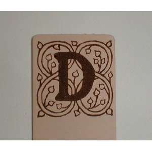  Floral Initial Leather Bookmark Style 2 Letter D 